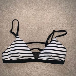 Striped black and white bikini top